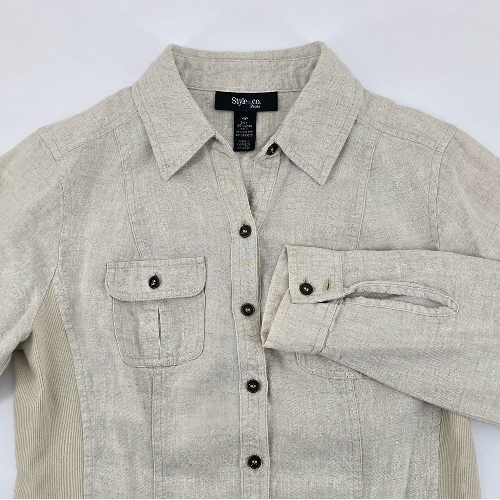 Style & Co Women’s Button-Up Linen Shirt Sz 4P